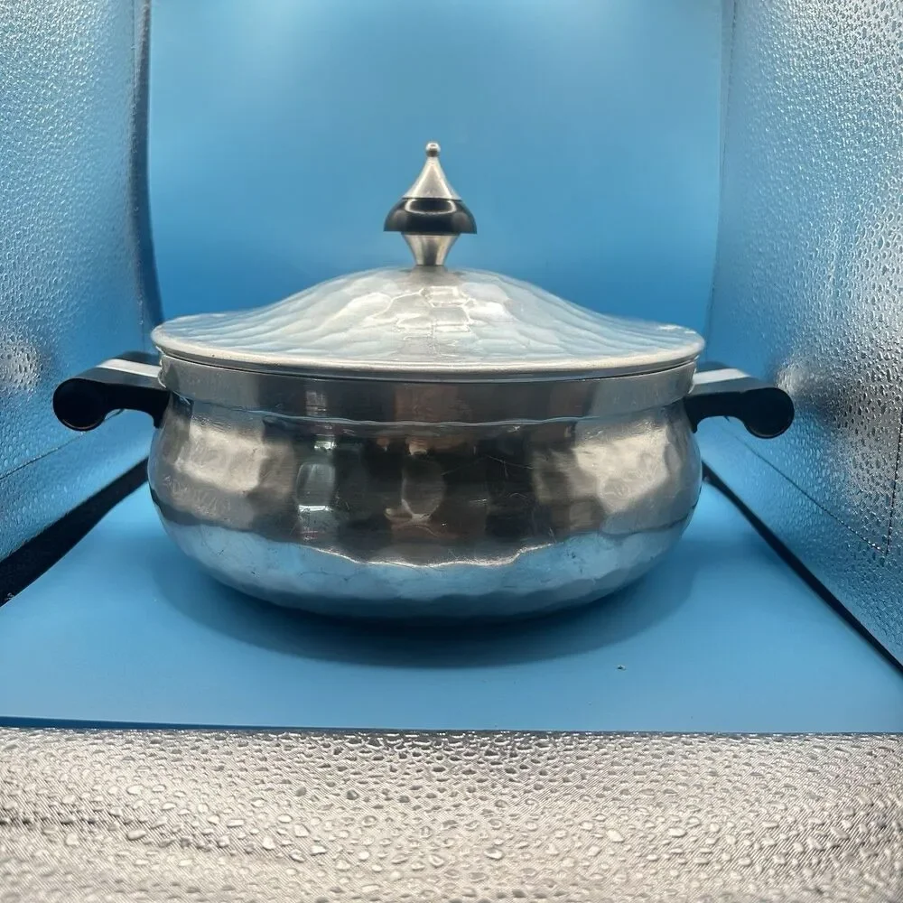 Vintage MMM Spain Hammered Aluminum Covered Casserole Incomplete No Glass Dish